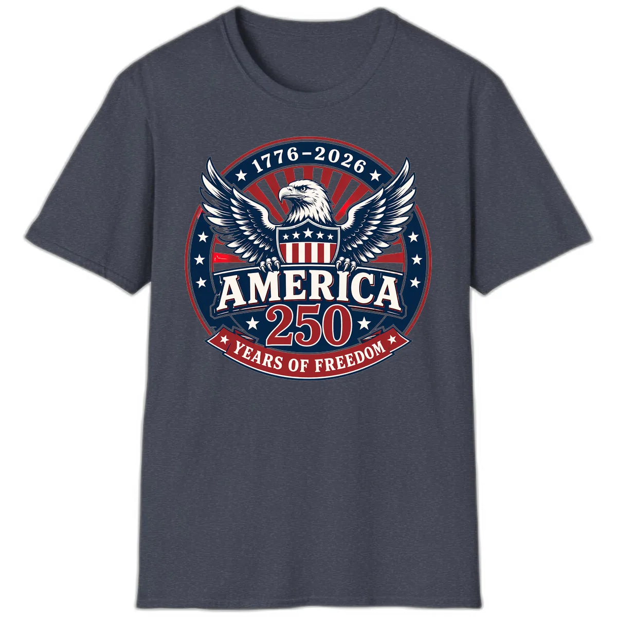 America 250 Years Of Freedom Celebration T-Shirt in Heather Navy